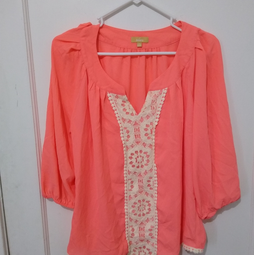 4/$13 Takara flowy neon shirt with lace